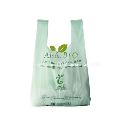 맞춤형 친환경 콤포스타블 PLA 유기 플라스틱 옥수수amidal 생분해 T-shirt 쇼핑백