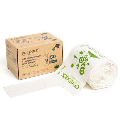 ASTMD6400 인증 된 콤포스타블 빈 라인어 가방 쓰레기 8L 10L 15L